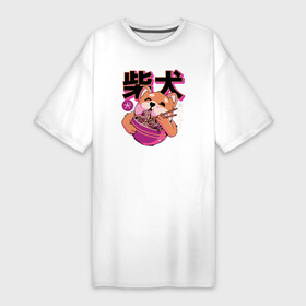Платье-футболка хлопок с принтом Japanese Shibu Inu в Белгороде,  |  | japan | japan style | japanese | japanese style | сиба ину | сибаину | тренд | тренды | япония | японский стиль