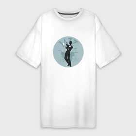 Платье-футболка хлопок с принтом Jazz Man в Белгороде,  |  | jazz | music | африка | блюз | джаз | мелодия | музыка | музыкант | оркестр | саксофон | труба