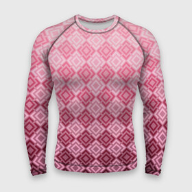 Мужской рашгард 3D с принтом Розовый геометрический градиентный узор в Белгороде,  |  | geometric | geometric pink | геомметрический узор | градиент | клетка | розовый