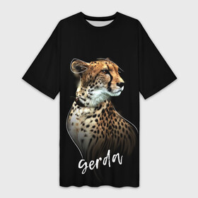 Платье-футболка 3D с принтом I am Gerga в Белгороде,  |  | гепард | герда | зверь | кошка | надпись