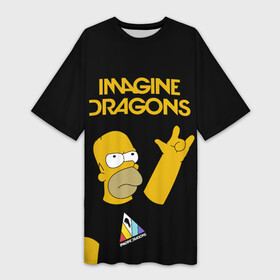 Платье-футболка 3D с принтом Imagine Dragons Гомер Симпсон Рокер в Белгороде,  |  | dragons | gomer | homer | imagine | imagine dragons | simpson | simpsons | вообрази драконов | гомер | драгонс | дрэгонс | именджин | имэджин | рокер | симпсон | симпсоны