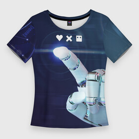 Женская футболка 3D Slim с принтом Love Death and Robots: кто мы в Белгороде,  |  | Тематика изображения на принте: robot | robots | андроид | биоробот | будущее | искусственный интеллект | машина | механическая рука | разум | робот | роботы | рука | сериал | фантастика | фильм