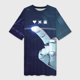 Платье-футболка 3D с принтом Love Death and Robots: кто мы в Белгороде,  |  | robot | robots | андроид | биоробот | будущее | искусственный интеллект | машина | механическая рука | разум | робот | роботы | рука | сериал | фантастика | фильм