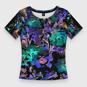 Женская футболка 3D Slim с принтом Floral pattern  Summer night  Fashion trend 2025 в Белгороде,  |  | abstraction | fashion | flowers | neon | night | pattern | summer | trend | абстракция | лето | мода | неон | ночь | тренд | узор | цветы