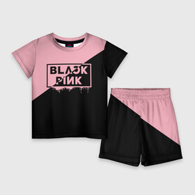 Детский костюм с шортами 3D с принтом BLACKPINK  BIG LOGO в Белгороде,  |  | black  pink | blackpink | jennie | jisoo | k pop | lalisa | группа | к поп | корейская группа | розовый | черный
