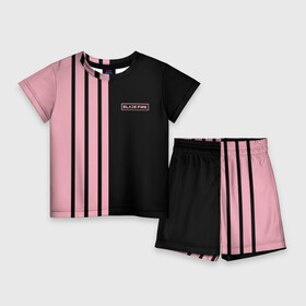 Детский костюм с шортами 3D с принтом BLACKPINK  HALF BLACK PINK  MINI LOGO в Белгороде,  |  | black  pink | black pink | blackpink | jennie | jisoo | k pop | lalisa | группа | к поп | корейская группа | розовый | черный