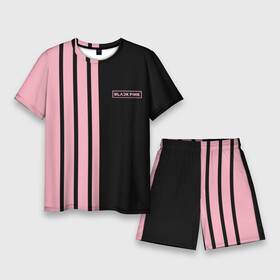 Мужской костюм с шортами 3D с принтом BLACKPINK  HALF BLACK PINK  MINI LOGO в Белгороде,  |  | black  pink | black pink | blackpink | jennie | jisoo | k pop | lalisa | группа | к поп | корейская группа | розовый | черный