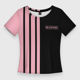 Женская футболка 3D Slim с принтом BLACKPINK  HALF BLACK PINK  MINI LOGO в Белгороде,  |  | black  pink | black pink | blackpink | jennie | jisoo | k pop | lalisa | группа | к поп | корейская группа | розовый | черный