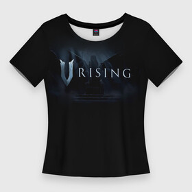 Женская футболка 3D Slim с принтом Logo V Rising в Белгороде,  |  | v rising | игра | крылья | логотип | надпись | название | трон