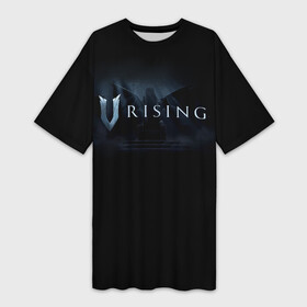 Платье-футболка 3D с принтом Logo V Rising в Белгороде,  |  | v rising | игра | крылья | логотип | надпись | название | трон
