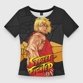 Женская футболка 3D Slim с принтом Кен Мастерс  Street Fighter в Белгороде,  |  | ken masters | street fighter | видеоигры | кен мастерс | кулак