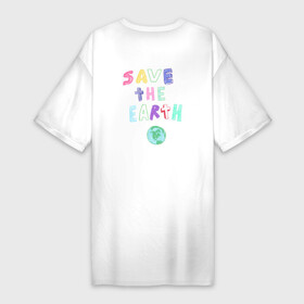 Платье-футболка хлопок с принтом Save the earth эко дизайн карандашом в Белгороде,  |  | earth | planet | save earth | детский рисунок | земля | карандаш | планета | рисунок карандашом | сохранение природы | эко | эко дизайн