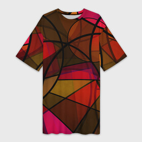 Платье-футболка 3D с принтом Абстрактный узор в оранжево красных тонах в Белгороде,  |  | abstraction | brown | абстрактный узор | коричневый | красный | круги | оранжевый