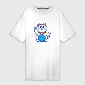 Платье-футболка хлопок с принтом Hello Cat в Белгороде,  |  | animals | cat | kitty | животные | зверь | китти | кот | котенок | котик | котэ | кошечка | кошка | мяу