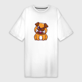 Платье-футболка хлопок с принтом Пёсик с косточкой в Белгороде,  |  | animals | dog | бульдог | гав | друг | животные | пёс | питомец | собака | собачка | щенок
