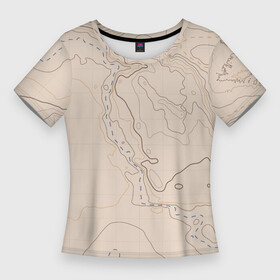 Женская футболка 3D Slim с принтом Песчаная Топографическая Карта в Белгороде,  |  | map | topography | география | земля | карта | песчаный | суша | топография