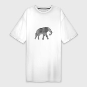 Платье-футболка хлопок с принтом Слон в шашечку в Белгороде,  |  | арт | графика | животное | звери | слон | такси | штрих