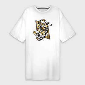Платье-футболка хлопок с принтом Развязанный в Белгороде,  |  | абстракция | арт | животные | звери | золотой цвет | тигр | чёрно белый
