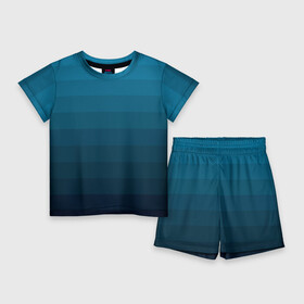 Детский костюм с шортами 3D с принтом Blue stripes gradient в Белгороде,  |  | blue | gradient | striped pattern | stripes | градиент | полосатый узор | синие полосы | синий