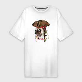 Платье-футболка хлопок с принтом МОПС ПИРАТ  СОБАКА В ШЛЯПЕ в Белгороде,  |  | art | dog | doggie | doggy | drawing | hat | pirate | pug | арт | мопс | пес | песик | пират | рисунок | собака | собачка | шляпа