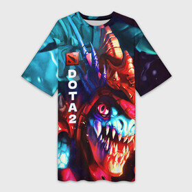 Платье-футболка 3D с принтом Dota 2 SLARK в Белгороде,  |  | dota 2 | game | gameplay | slark | дота2 | игра | монстр | персонаж | сларк | чудовище