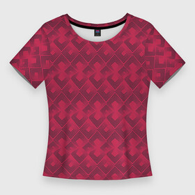 Женская футболка 3D Slim с принтом Современный красный геометрический узор арт деко в Белгороде,  |  | Тематика изображения на принте: geometric pattern | red | red background | арт деко | геометрический узор | красный | современный