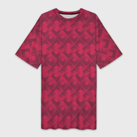 Платье-футболка 3D с принтом Современный красный геометрический узор арт деко в Белгороде,  |  | geometric pattern | red | red background | арт деко | геометрический узор | красный | современный
