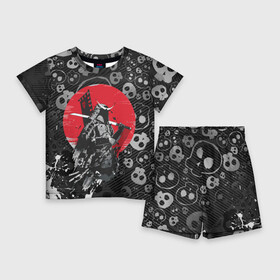 Детский костюм с шортами 3D с принтом Призрак Цусимы  Самурай  Красное солнце  Япония в Белгороде,  |  | ghost of tsushima | skull | абстракция | брызги | красное солнце | меч | призрак цусимы | самураи | самурай | цусима | цушима | череп | черепа | япония