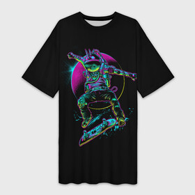 Платье-футболка 3D с принтом SKATEBOARDER IN SPACE в Белгороде,  |  | planet | skateboard board | skateboarder | space | spacesuit | космос | планета | скафандр | скейтбордист | скейтбордовая доска