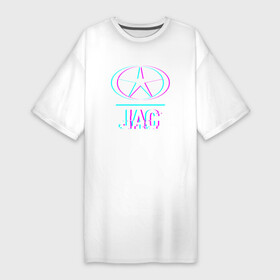 Платье-футболка хлопок с принтом Значок JAC в стиле Glitch в Белгороде,  |  | auto | brand | glitch | jac | logo | symbol | авто | бренд | глитч | джак | значок | лого | символ