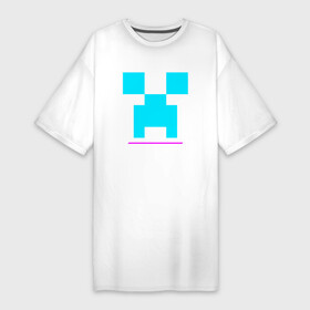 Платье-футболка хлопок с принтом Символ Minecraft в неоновых цветах в Белгороде,  |  | logo | minecraft | neon | игра | игры | лого | логотип | майнкрафт | неон | символ