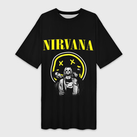 Платье-футболка 3D с принтом NIRVANA логотип и исполнители в Белгороде,  |  | nirvana | группа | курт кобейн | музыка | нирвана | рок | рок группа