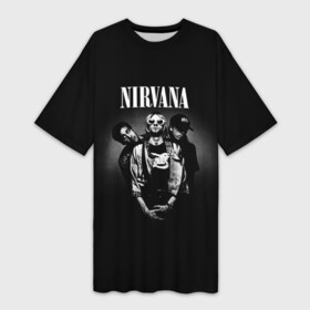 Платье-футболка 3D с принтом Nirvana рок группа в Белгороде,  |  | nirvana | группа | курт кобейн | логотип | музыка | нирвана | рок | рок группа