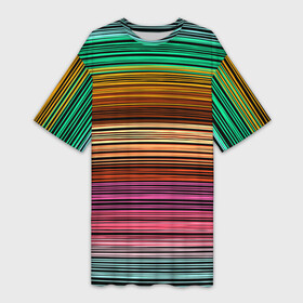 Платье-футболка 3D с принтом Multicolored thin stripes Разноцветные полосы в Белгороде,  |  | multicolored | striped pattern | thin stripes | линии | полосатый узор | разноцветные полосы | разноцветный