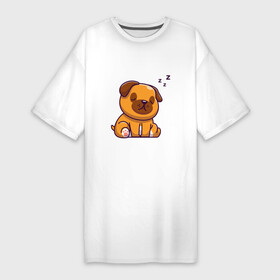 Платье-футболка хлопок с принтом Спящий бульдог в Белгороде,  |  | animals | dog | бульдог | гав | друг | животные | пёс | питомец | собака | собачка | сон | щенок