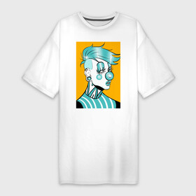 Платье-футболка хлопок с принтом Клоун панк в Белгороде,  |  | акробаты | бирюзовый | клоун | неон | панк | цирк
