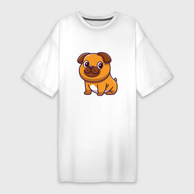 Платье-футболка хлопок с принтом Милый Бульдог в Белгороде,  |  | animals | dog | бульдог | гав | друг | животные | пёс | питомец | собака | собачка | щенок