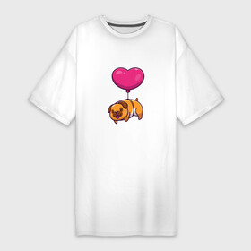 Платье-футболка хлопок с принтом Бульдог на шарике в Белгороде,  |  | animals | dog | love | бульдог | гав | друг | животные | любовь | пёс | питомец | сердечко | сердце | собака | собачка | шарик | щенок