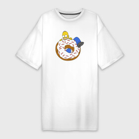 Платье-футболка хлопок с принтом Большой пончик с глазурью принт Гомер в Белгороде,  |  | арт | мультсериал | пончик | принт | симпсоны