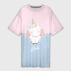 Платье-футболка 3D с принтом Малыш Единорог в Белгороде,  |  | unicorn | единорог | жеребенок | лошади | маленький единорог