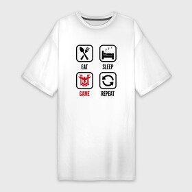 Платье-футболка хлопок с принтом Eat  Sleep  Free Fire  Repeat в Белгороде,  |  | eat sleep repeat | fire | free | free fire | garena | logo | гарена | игра | игры | лого | логотип | символ | фаер | фри