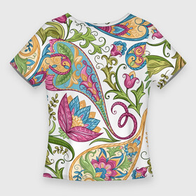 Женская футболка 3D Slim с принтом Fashionable floral Oriental pattern  Summer 2025 в Белгороде,  |  | color | fashion | flowers | ornament | pattern | summer | лето | мода | узор | цвет | цветы