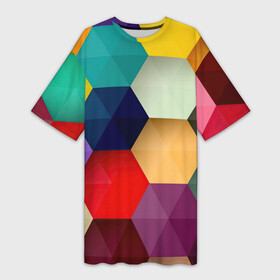 Платье-футболка 3D с принтом Цветные соты в Белгороде,  |  | арт | вектор | векторный рисунок | геометрические фигуры | геометрия | рисунок | соты