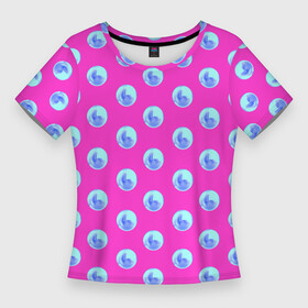 Женская футболка 3D Slim с принтом Бирюзовый горох 3д на розом фоне в Белгороде,  |  | 3д | бирюзовый | в тренде | геометрия | горошек | модный | розовый | симметрия | сфера | шар