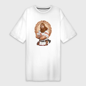 Платье-футболка хлопок с принтом Славянский богатырь в Белгороде,  |  | богатырь | древность | коловрат | род | русь | символика | славяне