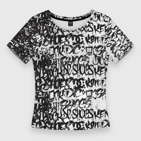 Женская футболка 3D Slim с принтом Кен Блок Граффити в Белгороде,  |  | abstraction | block | calligraphy | graffiti | hieroglyph | ken | kenblock | абстракция | автогонщик | автоспорт | гонщик | иероглифы | каллиграфия | надпись | черно белый | шрифт