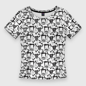 Женская футболка 3D Slim с принтом Кен Блок Черепа в Белгороде,  |  | black | block | ken | kenblock | skeleton | skull | skulls | white | логотип | скелет | череп | черно белый