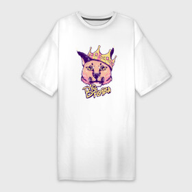 Платье-футболка хлопок с принтом Da big floppa rapper в Белгороде,  |  | big floppa | cat | da big floppa | flop | гоша | гоша rapper | король флопа | котик | шлёпа