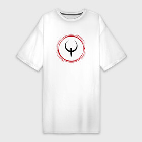 Платье-футболка хлопок с принтом Символ Quake и красная краска вокруг в Белгороде,  |  | logo | quake | игра | игры | квейк | краска | лого | логотип | символ