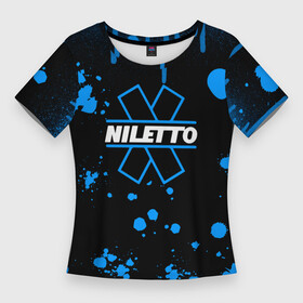 Женская футболка 3D Slim с принтом нилето  niletto  потёки и капли краски в Белгороде,  |  | hip | hop | logo | music | nileto | niletto | rap | знак | краска | лого | логотип | логотипы | любимка | музыка | музыкант | нилето | нилетто | паттерн | рэп | символ | символы | спрей | хип | хоп